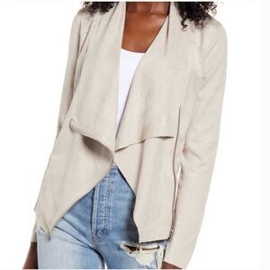 Blank NYC Faux Suede Drape front Jacket